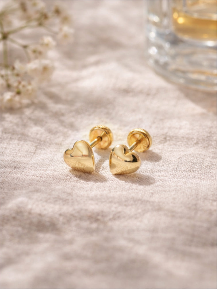 Gold Heart Earring 18K YG / Gold Heart Earring YG