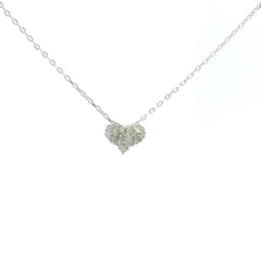 Small Heart Diamonds Necklace 18K WG 2.18 / D 0.31 / White Gold Plated Silver Diamond Heart Pendant Necklace