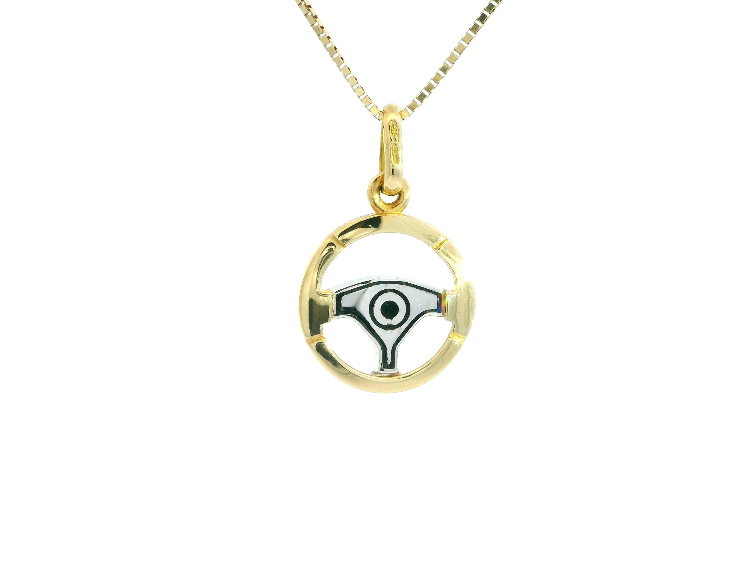Steering Wheel Pendant 18K YWG 1,8 / 18k Yellow Gold Polished Rope Link Chain