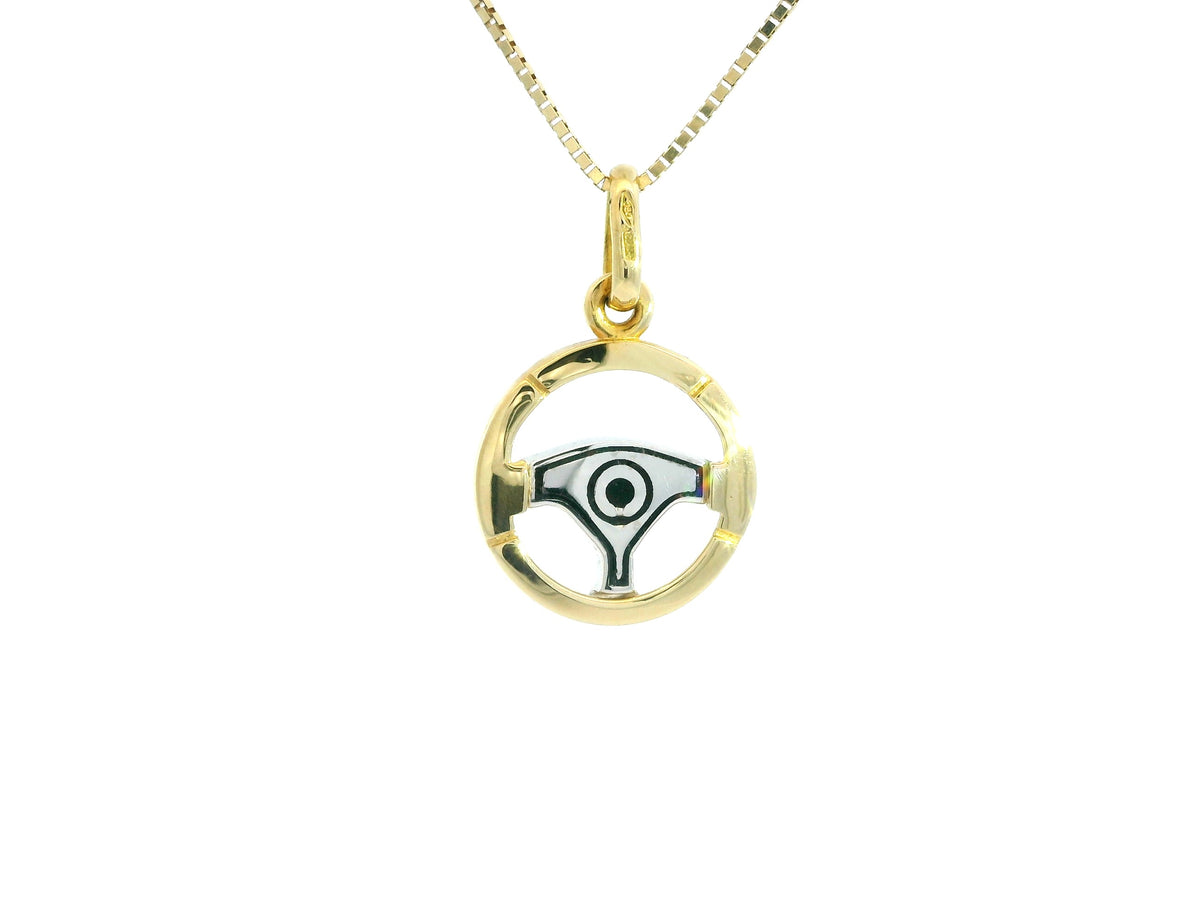 Steering Wheel Pendant 18K YWG 1,8 / 18k Yellow Gold Polished Rope Link Chain