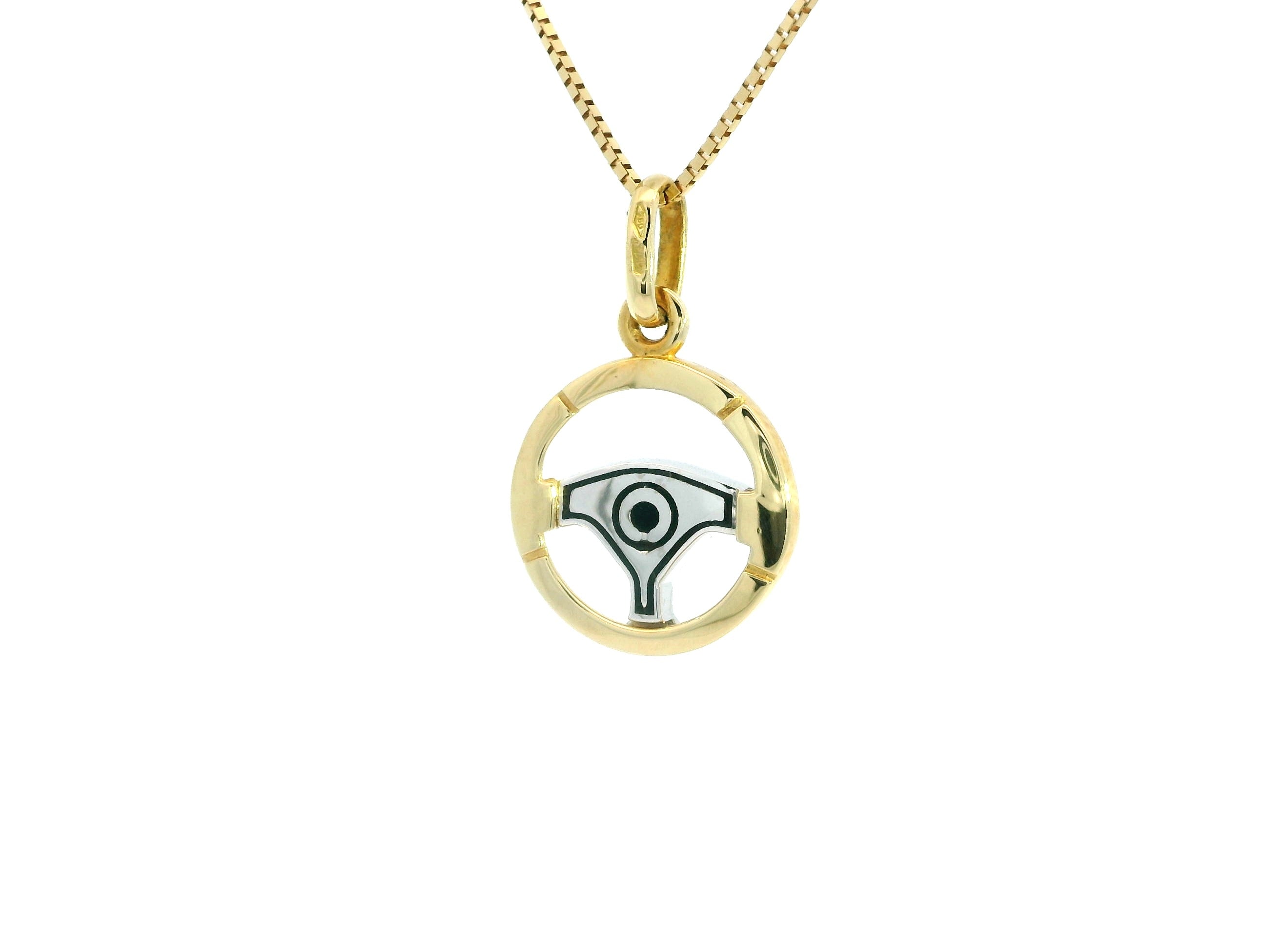 Steering Wheel Pendant 18K YWG 1,8 / 18k Yellow Gold Polished Rope Link Chain