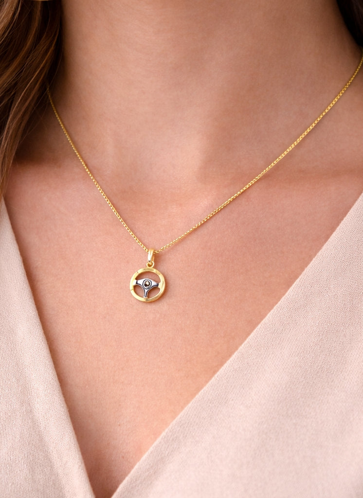 Steering Wheel Pendant 18K YWG 1,8 / 18k Yellow Gold Polished Rope Link Chain