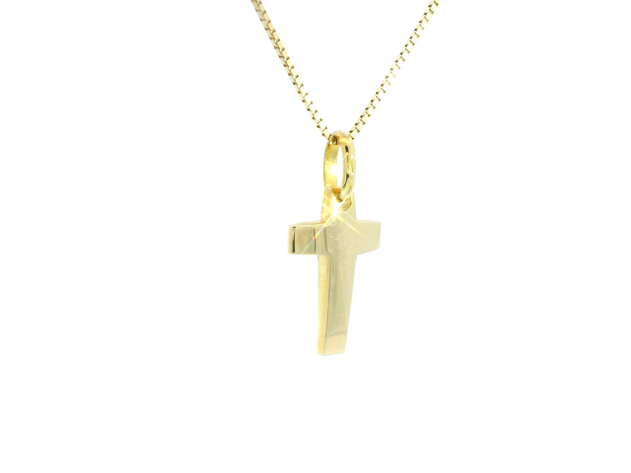Tiny Cross 18K YG 1,6 / 14K Yellow Gold Figaro Link Chain Necklace