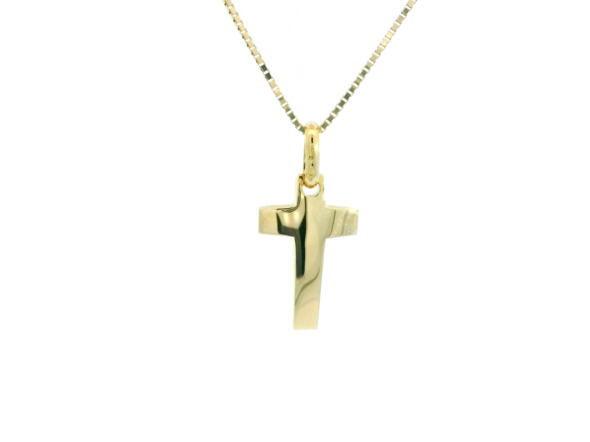 Tiny Cross 18K YG 1,6 / 14K Yellow Gold Figaro Link Chain Necklace