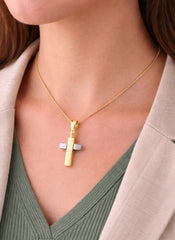 Tiny Cross 18K YWG 1,9 / 18k Yellow Gold Classic Rope Chain Necklace