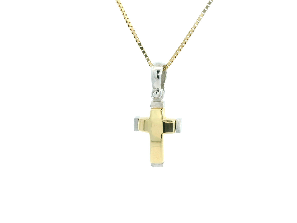 Tiny Cross 18K YWG 2 / Elegant Yellow Gold Twisted Hollow Rope Chain Necklace