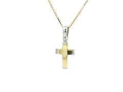 Tiny Cross 18K YWG 2 / Elegant Yellow Gold Twisted Hollow Rope Chain Necklace