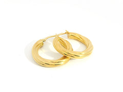 Twisted Hoops 18K YG 2.57 / Size 0.75D / Classic Polished Yellow Gold Hoop Earrings