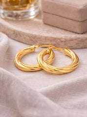Twisted Hoops 18K YG 2.57 / Size 0.75D / Classic Polished Yellow Gold Hoop Earrings