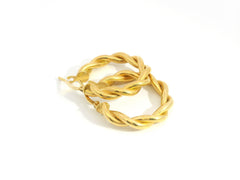 Twisted Hoops 18K YG 2.74 / Size 0.75D / Classic High-Polished Yellow Gold Hoop Earrings