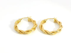 Twisted Hoops 18K YG 2.74 / Size 0.75D / Classic High-Polished Yellow Gold Hoop Earrings