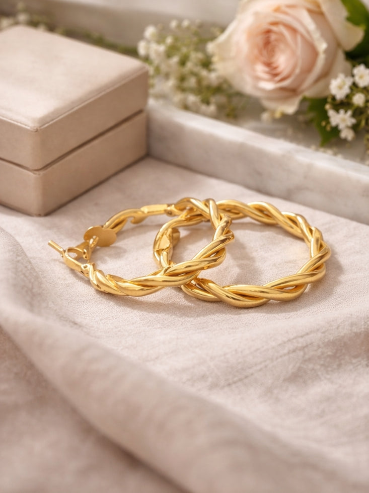 Twisted Hoops 18K YG 2.74 / Size 0.75D / Classic High-Polished Yellow Gold Hoop Earrings