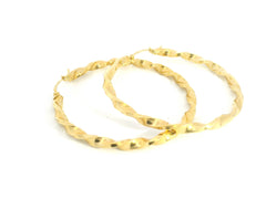 Twisted Hoops 18K YG 4.62 / Size 1.75D / Classic Polished Yellow Gold Hinge Hoop Earrings