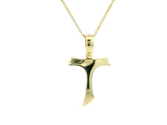 T Medium Cross 3YG / Solid 18K Yellow Gold Cuban Link Chain Necklace