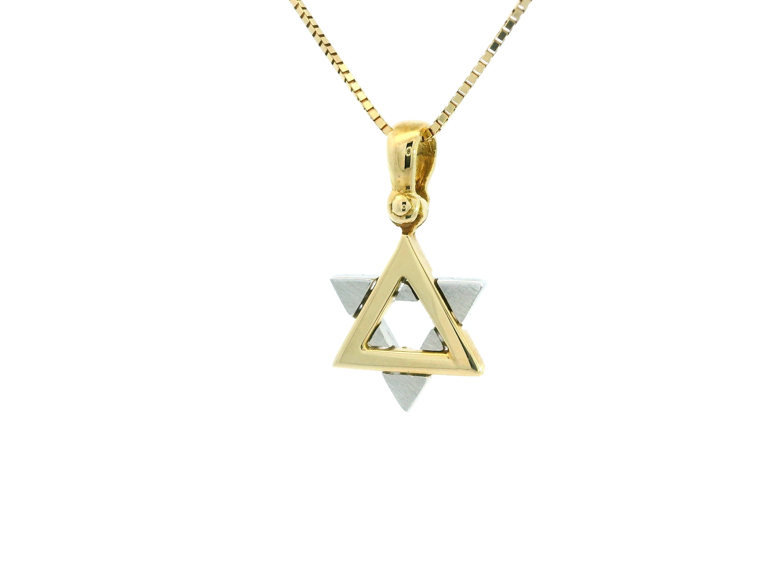 The Star of David Pendant 18K YWG 2,2 / 14k Yellow Gold Polished Openwork Bow Charm Necklace