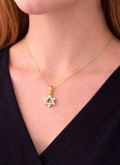 The Star of David Pendant 18K YWG 2,2 / 14k Yellow Gold Polished Openwork Bow Charm Necklace