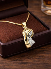 Virgin Pendant 18K YWG 2,3 / Sunburst Medallion Relief Charm Necklace in Polished Yellow Gold