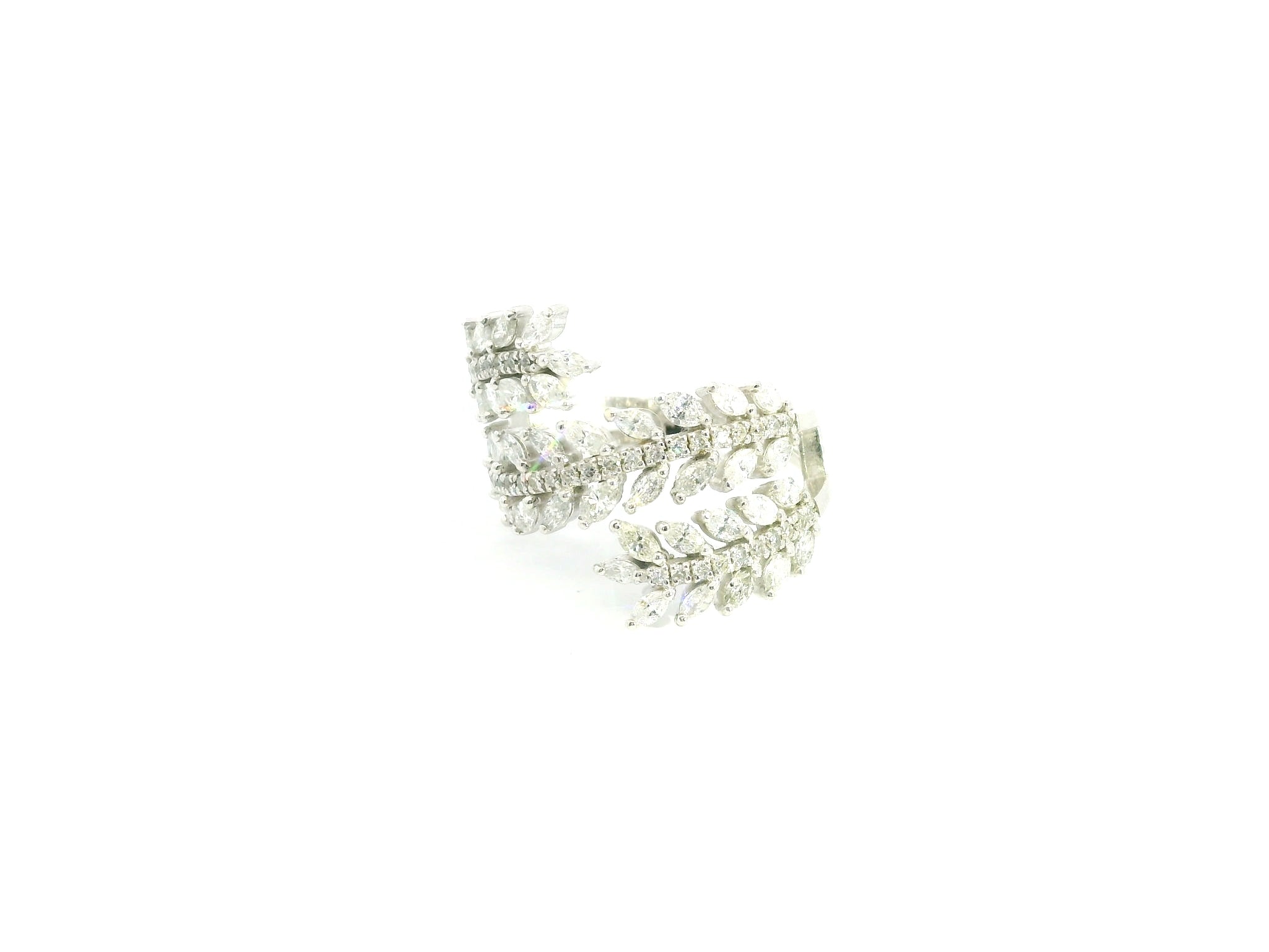 Marquise Brilliant Diamond Sunburst Cocktail Ring in Polished White Gold