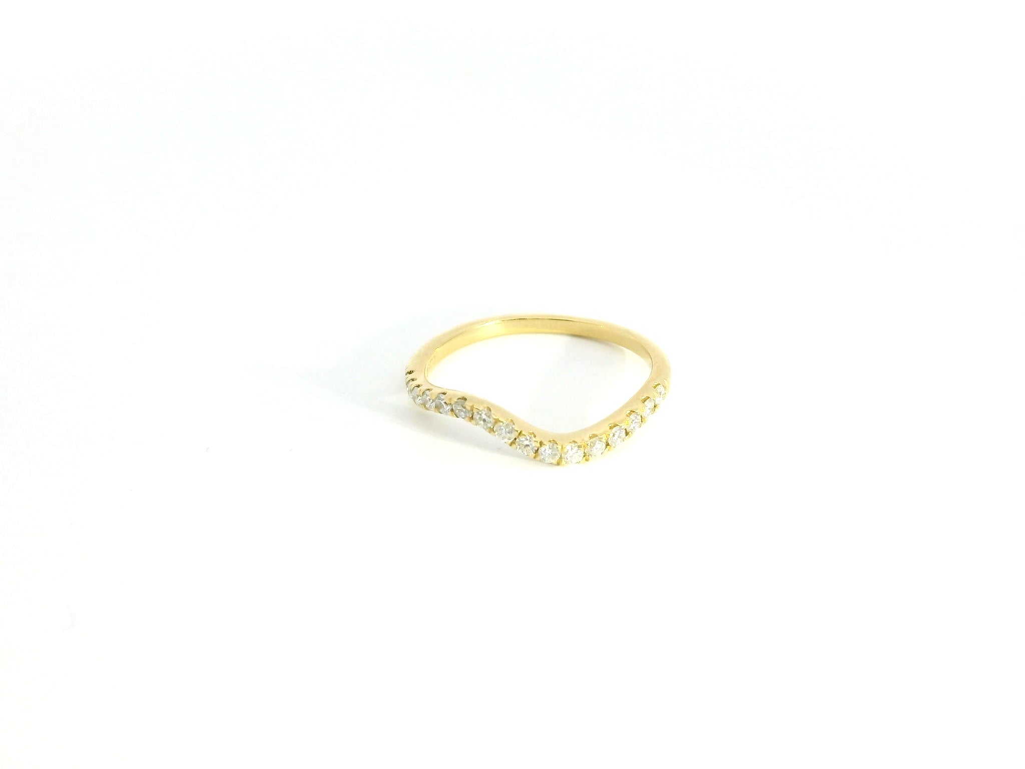 Curved Diamonds Ring SIZE 4 18K WG 1.60 / D 0.29 / Round Brilliant Diamond Stackable Ring in Polished Yellow Gold