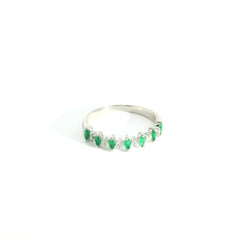 Marquise Emerald Diamonds Ring 18K YG 2.30 / D 0.16 / 0.25 / Marquise Cut Green Emerald Stackable Ring in Polished White Gold