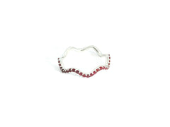 Curly Ruby Ring 18K WG 1.72 / 0.31 / Minimalist Round Brilliant Cut Ruby Stackable Ring in Polished White Gold