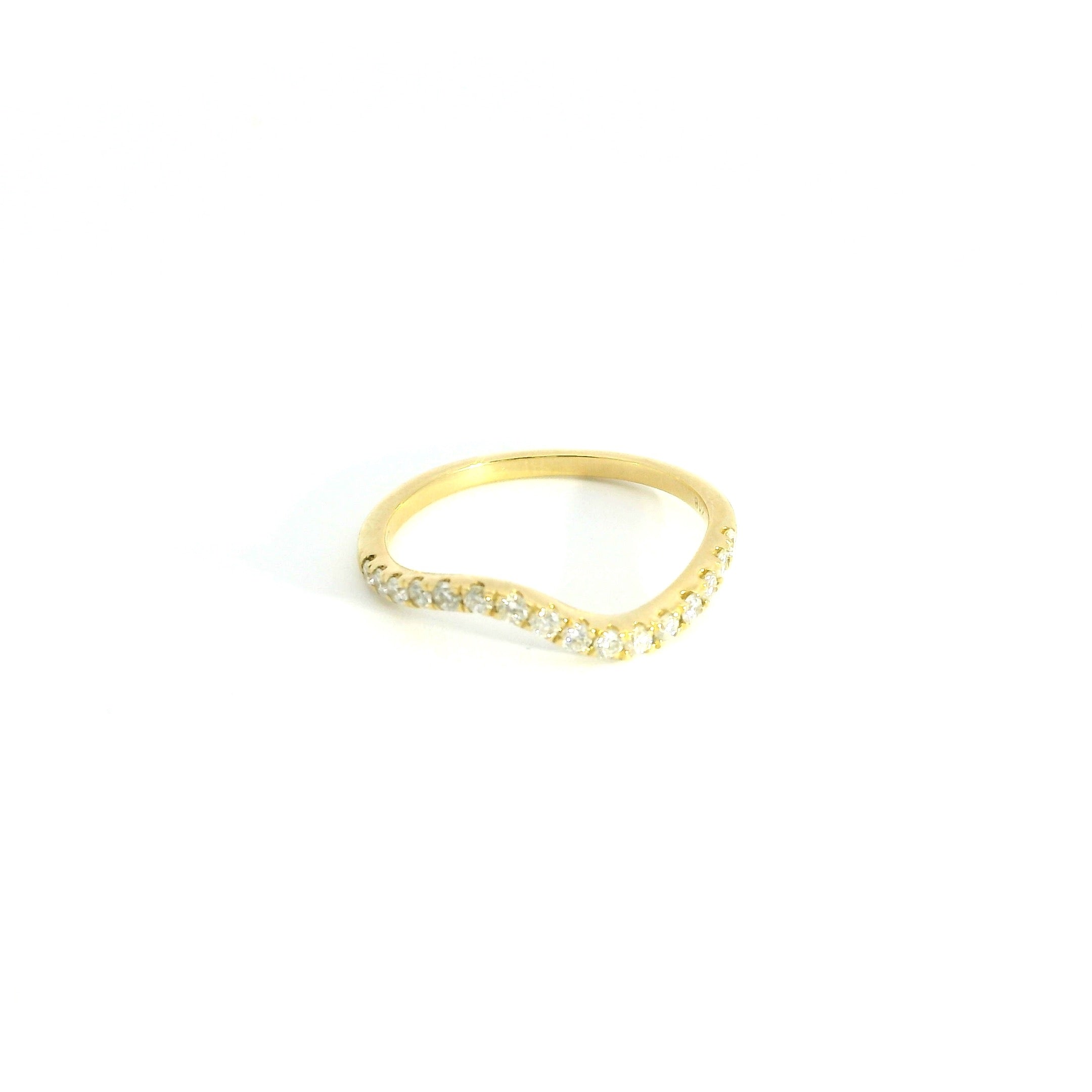 Curved Diamonds Ring SIZE 4 18K WG 1.60 / D 0.29 / Round Brilliant Diamond Stackable Ring in Polished Yellow Gold