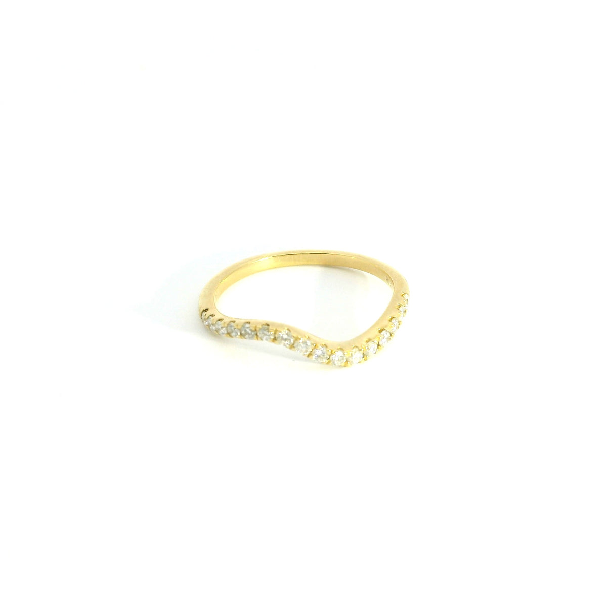 Curved Diamonds Ring SIZE 4 18K WG 1.60 / D 0.29 / Round Brilliant Diamond Stackable Ring in Polished Yellow Gold