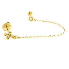Solitarie & Cross Diamond Piercing 18K YG 1.26 / 0.04 / Classic Round Brilliant Diamond Stud Earrings in Yellow Gold with Engraved Bezel Setting