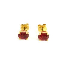 Oval Ruby Stud Earring 126YG 18K YG 1.51 / 1.26 / Classic Oval-Cut Ruby Stud Earrings in Yellow Gold