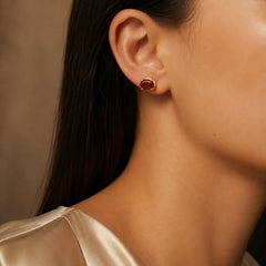 Oval Ruby Stud Earring 126YG 18K YG 1.51 / 1.26 / Classic Oval-Cut Ruby Stud Earrings in Yellow Gold