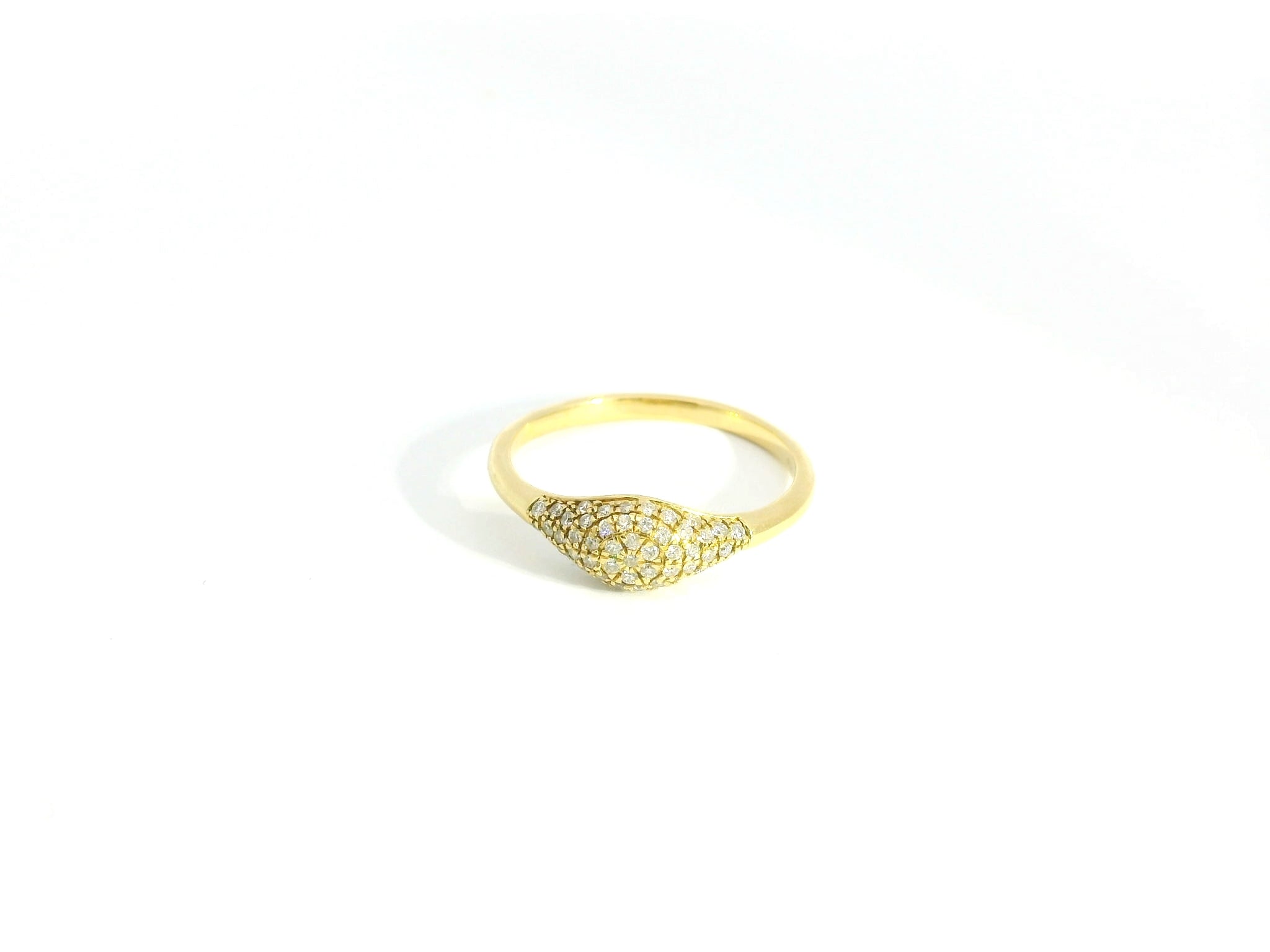 Full Diamond gold Ring 18K YG 2.10 / D 0.22 / Classic Round Brilliant Cut Diamond Yellow Gold Signet Ring