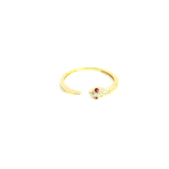 Snake Ruby Diamond Ring 18K YG 1.38 / D 0.08 / 0.03 / Classic Yellow Gold Alternating Round Brilliant Ruby and Diamond Channel Set Eternity Band