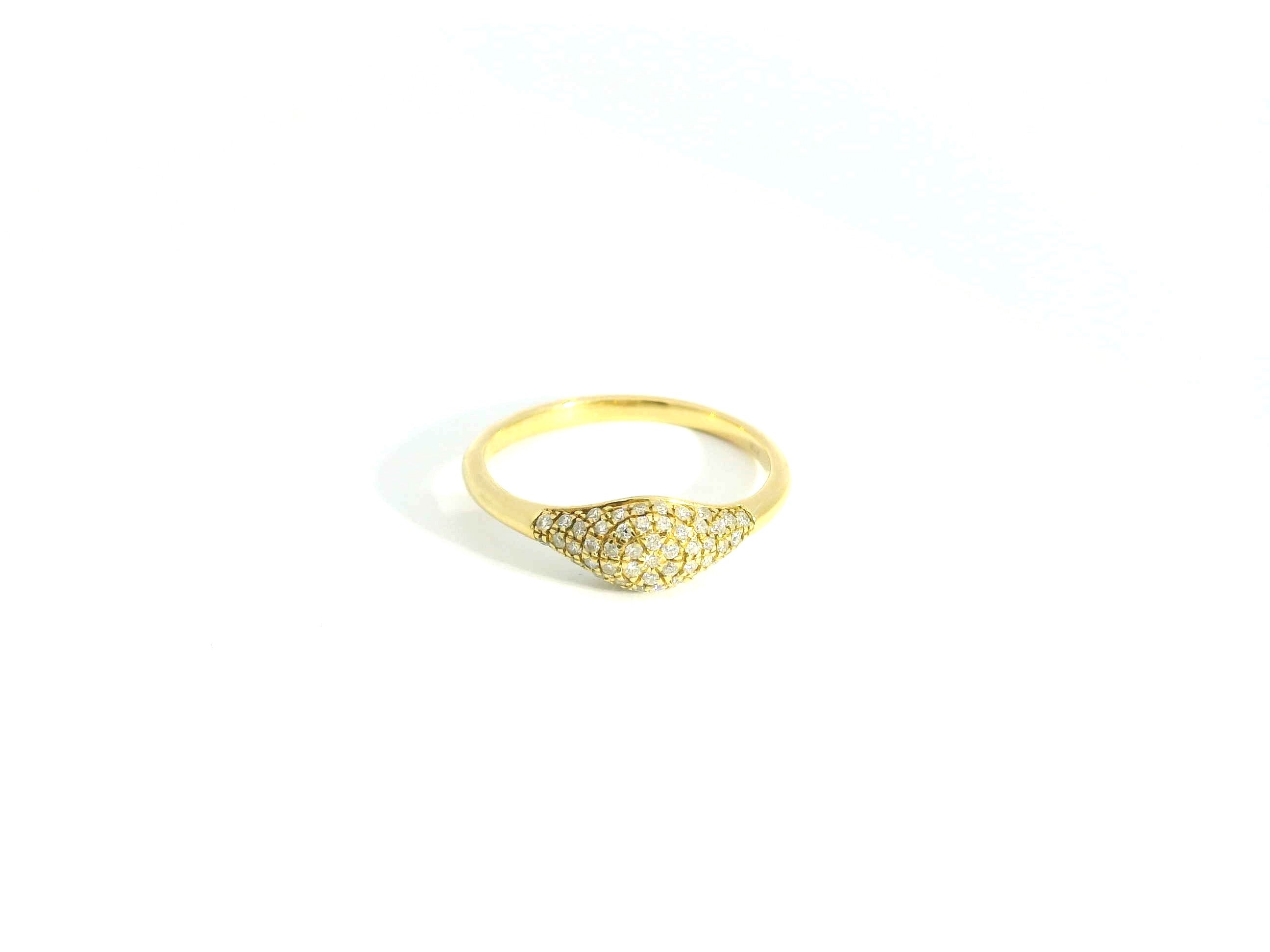 Full Diamond gold Ring 18K YG 2.10 / D 0.22 / Classic Round Brilliant Cut Diamond Yellow Gold Signet Ring