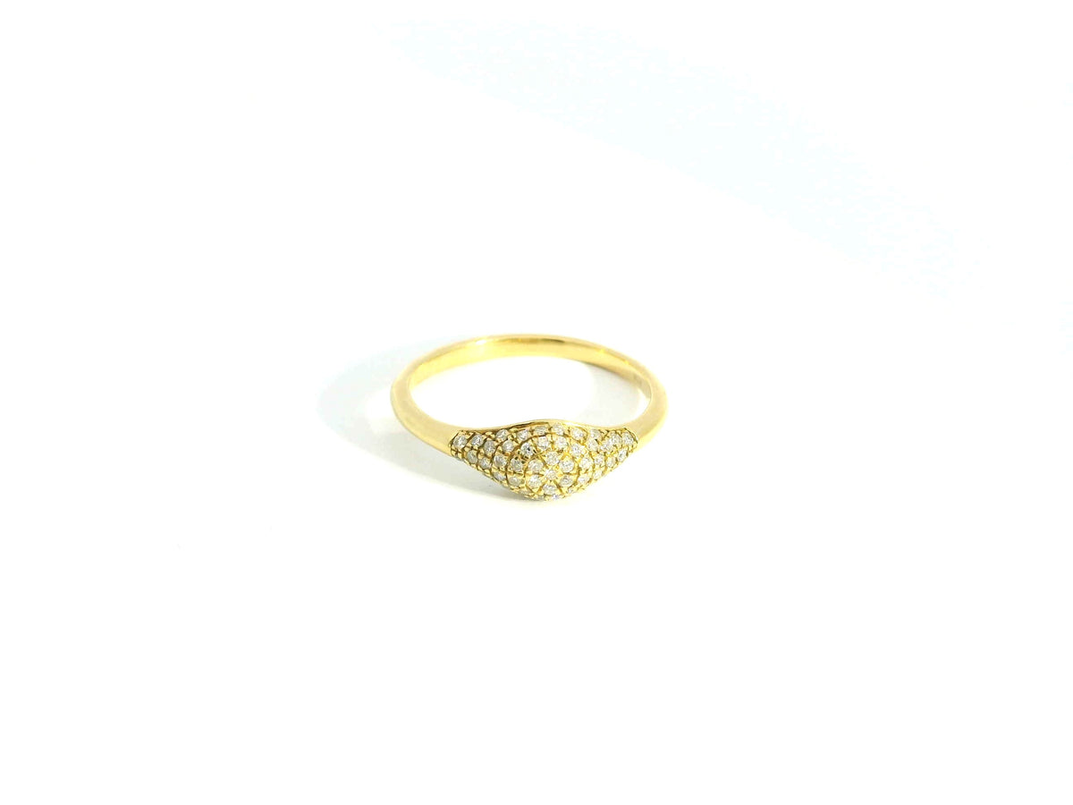 Full Diamond gold Ring 18K YG 2.10 / D 0.22 / Classic Round Brilliant Cut Diamond Yellow Gold Signet Ring