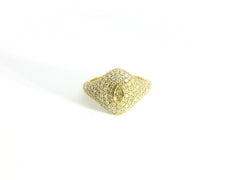 Eye Full Diamonds Ring 18K YG 4.77 / D 1.24 / Marquise Brilliant Fancy Yellow Diamond Signet Ring in Yellow Gold