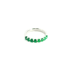 Emerald Half Eternity Ring Size 6.25 18K WG 3.83 / 0.57 / White Gold Round Brilliant Cut Emerald Eternity Band Ring