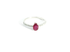 Ruby Oval Diamond Ring Size 6.25 18K WG 1.55 / D 0.14 / 0.60 / Oval Brilliant Cut Ruby Solitaire Ring in Polished White Gold