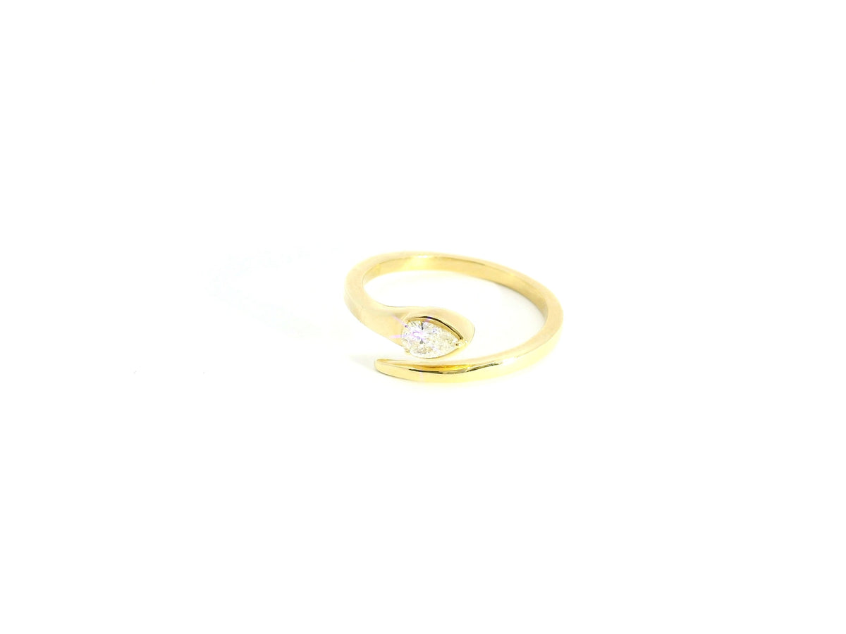 Pear Shaped Brilliant Cut Diamond Solitaire Ring in Yellow Gold