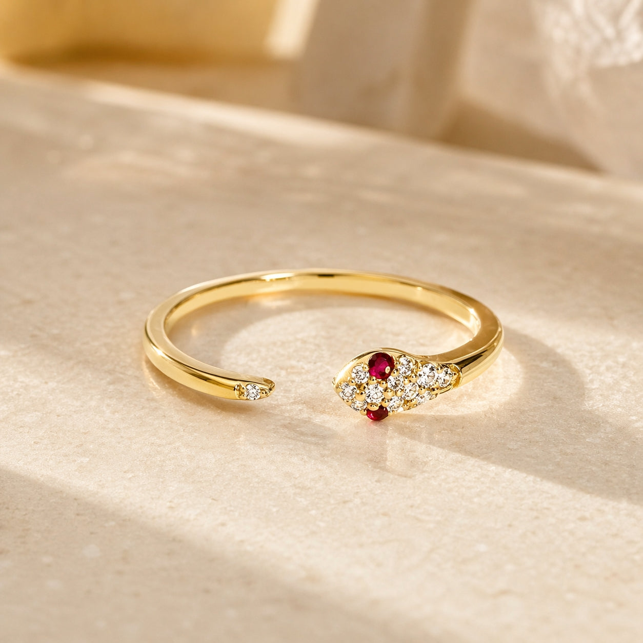Snake Ruby Diamond Ring 18K YG 1.38 / D 0.08 / 0.03 / Classic Yellow Gold Alternating Round Brilliant Ruby and Diamond Channel Set Eternity Band