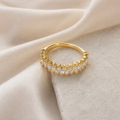 Marquise Diamonds Half Eternity Ring Size 6 18K YG 3.02 / D 1.29 / Marquise Cut Diamond Eternity Ring in Yellow Gold