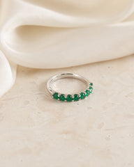 Emerald Half Eternity Ring Size 6.25 18K WG 3.83 / 0.57 / White Gold Round Brilliant Cut Emerald Eternity Band Ring