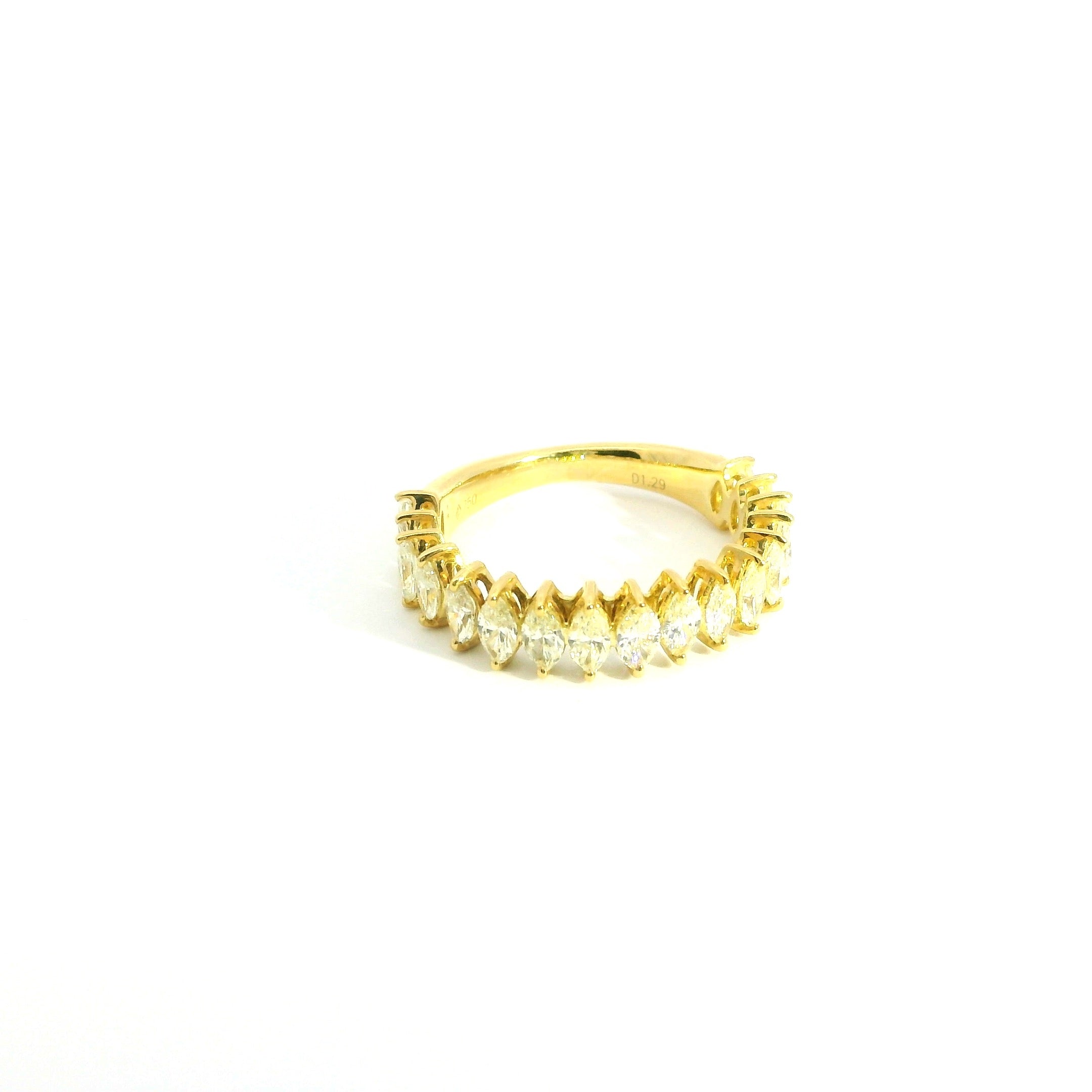 Marquise Diamonds Half Eternity Ring Size 6 18K YG 3.02 / D 1.29 / Marquise Cut Diamond Eternity Ring in Yellow Gold