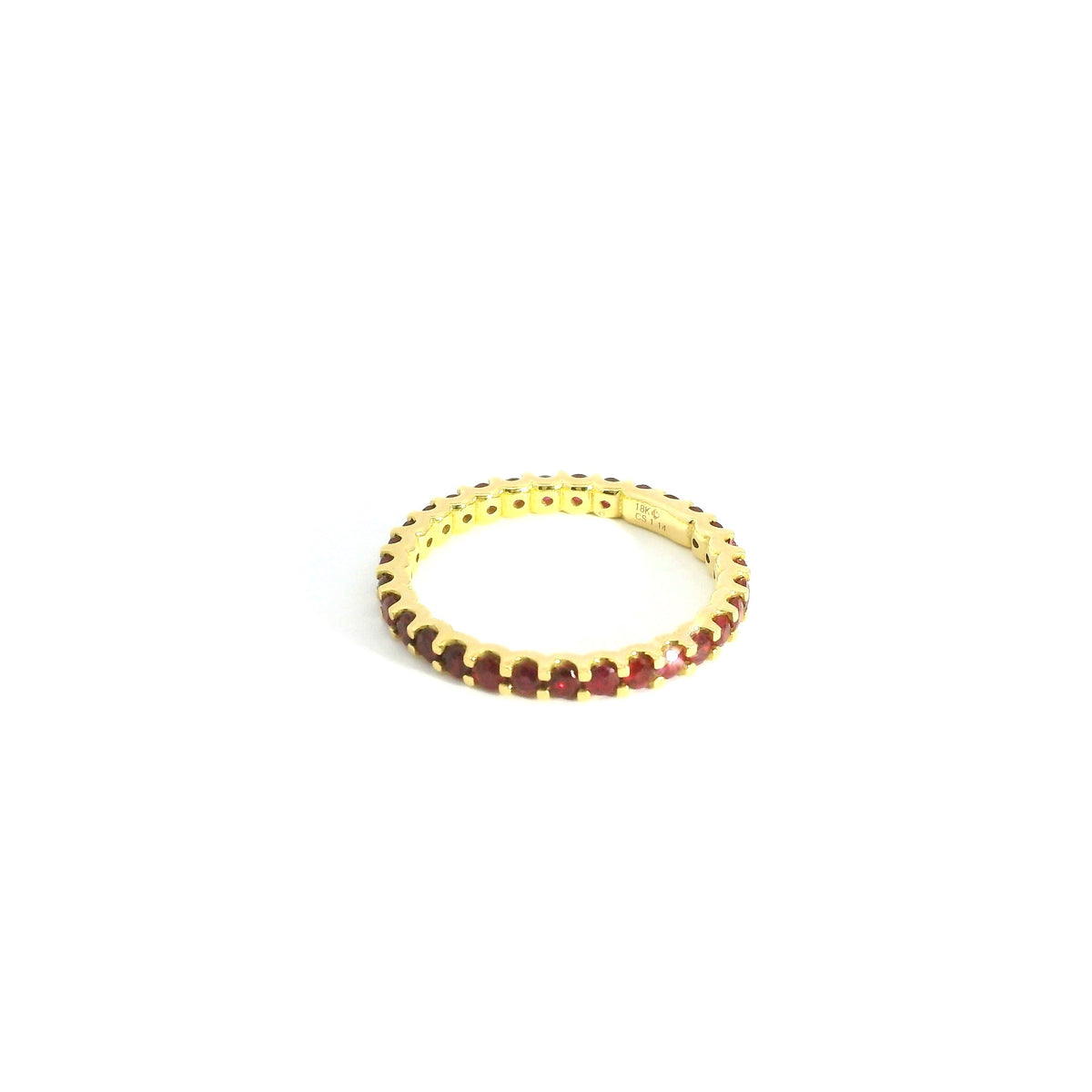 Ruby Eternity Ring 114YG Size 6.25 18K YG 1.82 / 1.14 / Round Brilliant Red Ruby Yellow Gold Eternity Ring