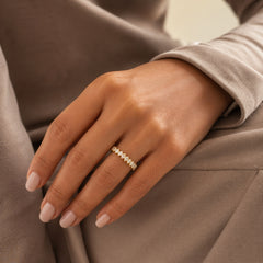 Marquise Diamonds Half Eternity Ring Size 6 18K YG 3.02 / D 1.29 / Marquise Cut Diamond Eternity Ring in Yellow Gold