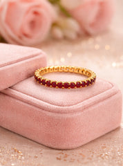 Ruby Eternity Ring 114YG Size 6.25 18K YG 1.82 / 1.14 / Round Brilliant Red Ruby Yellow Gold Eternity Ring