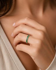 Emerald Half Eternity Ring Size 6.25 18K WG 3.83 / 0.57 / White Gold Round Brilliant Cut Emerald Eternity Band Ring