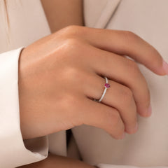 Ruby Oval Diamond Ring Size 6.25 18K WG 1.55 / D 0.14 / 0.60 / Oval Brilliant Cut Ruby Solitaire Ring in Polished White Gold