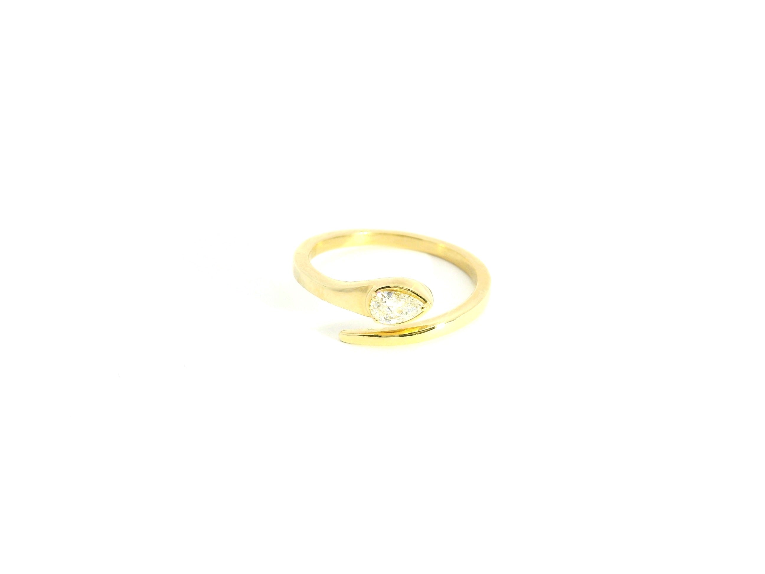 Pear Shaped Brilliant Cut Diamond Solitaire Ring in Yellow Gold