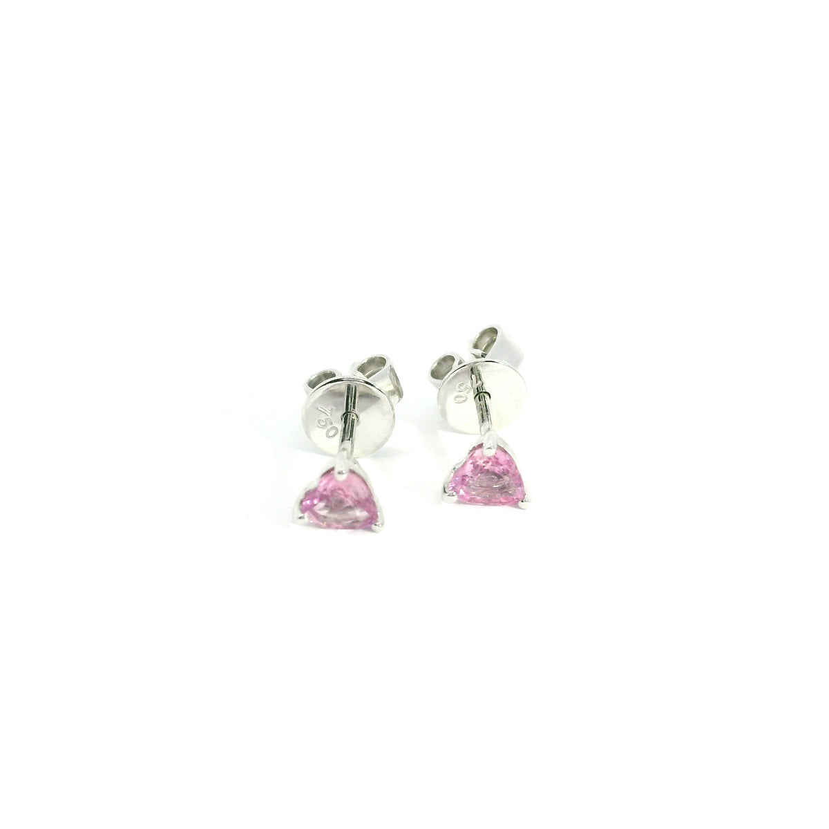 Pink Sapphire Heart Stud Earring 18K WG 1 / 0.42 / Heart Shaped Pink Sapphire Brilliant Cut Stud Earrings in White Gold