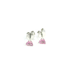 Pink Sapphire Heart Stud Earring 18K WG 1 / 0.42 / Heart Shaped Pink Sapphire Brilliant Cut Stud Earrings in White Gold